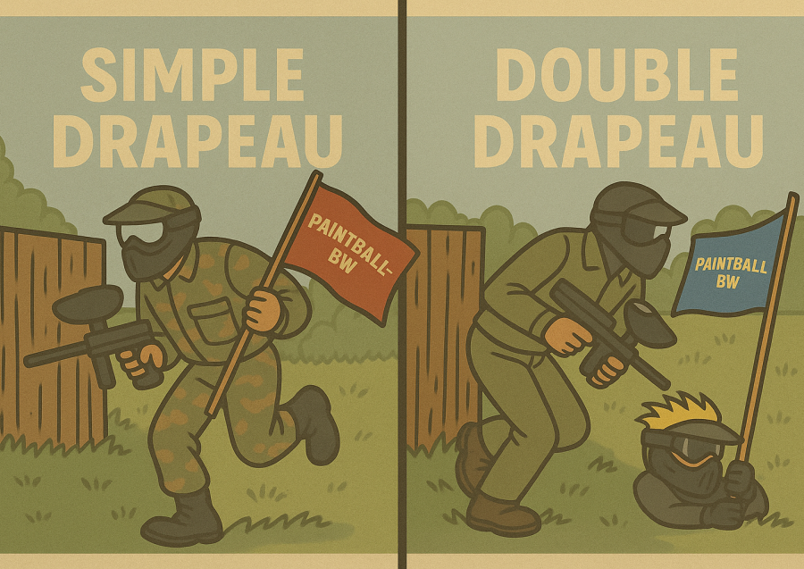 Scénarios “Drapeau” et “Double Drapeau” : le paintball stratégique par excellence chez Paintball-BW